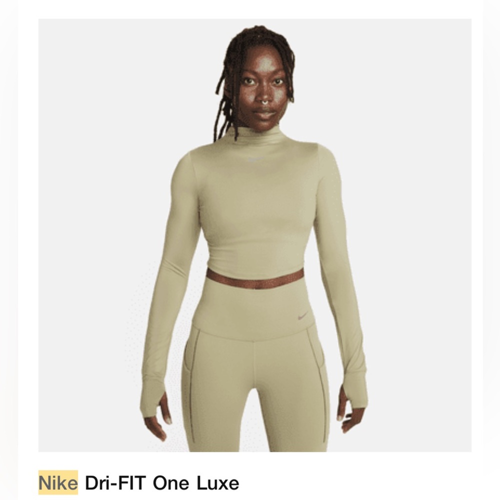 Nike Women's Legging and Cropped Top Set Size Large - Olive Green